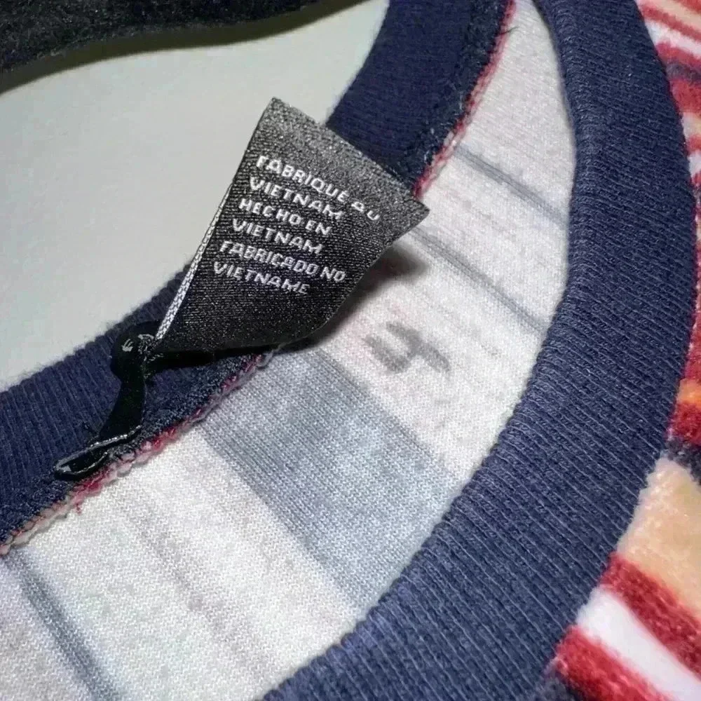 Women's Forever 21 Red & Blue Striped Velvet Sweater Size M - Picture 3 of 10